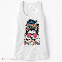Autism Awareness Messy Bun Autism Mom Coquette Bow Puzzle Women's Tank Top thumb 0