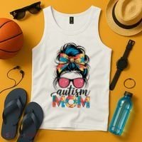 Autism Awareness Messy Bun Autism Mom Coquette Bow Puzzle Tank Top thumb 4
