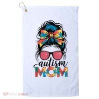 Autism Awareness Messy Bun Autism Mom Coquette Bow Puzzle Golf Towel thumb 0