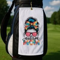 Autism Awareness Messy Bun Autism Mom Coquette Bow Puzzle Golf Towel thumb 2