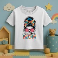 Autism Awareness Messy Bun Autism Mom Coquette Bow Puzzle Toddler T-Shirt thumb 3