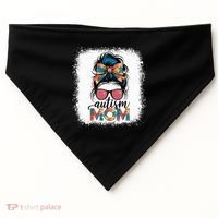Autism Awareness Messy Bun Autism Mom Coquette Bow Puzzle USA-Made Doggie Bandana thumb 0