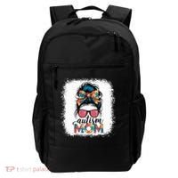 Autism Awareness Messy Bun Autism Mom Coquette Bow Puzzle Backpack thumb 0