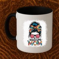Autism Awareness Messy Bun Autism Mom Coquette Bow Puzzle Coffee Mug thumb 2