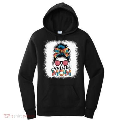 Autism Awareness Messy Bun Autism Mom Coquette Bow Puzzle Women's Hoodie