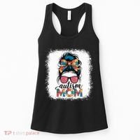 Autism Awareness Messy Bun Autism Mom Coquette Bow Puzzle Women's Tank Top thumb 0