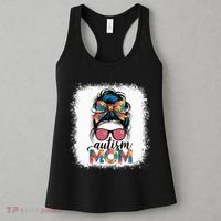 Autism Awareness Messy Bun Autism Mom Coquette Bow Puzzle Women's Tank Top thumb 3