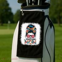 Autism Awareness Messy Bun Autism Mom Coquette Bow Puzzle Golf Towel thumb 2