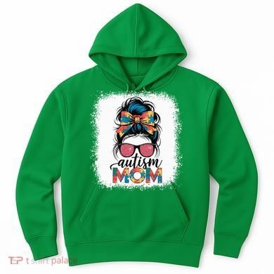 Autism Awareness Messy Bun Autism Mom Coquette Bow Puzzle Hoodie