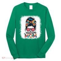 Autism Awareness Messy Bun Autism Mom Coquette Bow Puzzle Long Sleeve Shirt thumb 0