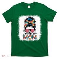 Autism Awareness Messy Bun Autism Mom Coquette Bow Puzzle T-Shirt thumb 0