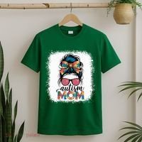 Autism Awareness Messy Bun Autism Mom Coquette Bow Puzzle T-Shirt thumb 2