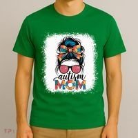 Autism Awareness Messy Bun Autism Mom Coquette Bow Puzzle T-Shirt thumb 3