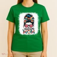 Autism Awareness Messy Bun Autism Mom Coquette Bow Puzzle T-Shirt thumb 4