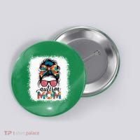 Autism Awareness Messy Bun Autism Mom Coquette Bow Puzzle Button thumb 0