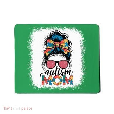 Autism Awareness Messy Bun Autism Mom Coquette Bow Puzzle Mousepad