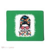 Autism Awareness Messy Bun Autism Mom Coquette Bow Puzzle Mousepad thumb 0