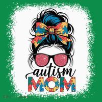 Autism Awareness Messy Bun Autism Mom Coquette Bow Puzzle Ornament thumb 1