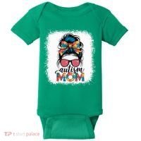Autism Awareness Messy Bun Autism Mom Coquette Bow Puzzle Baby Bodysuit thumb 0