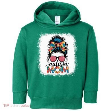 Autism Awareness Messy Bun Autism Mom Coquette Bow Puzzle Toddler Hoodie