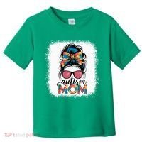 Autism Awareness Messy Bun Autism Mom Coquette Bow Puzzle Toddler T-Shirt thumb 0