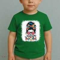 Autism Awareness Messy Bun Autism Mom Coquette Bow Puzzle Toddler T-Shirt thumb 2