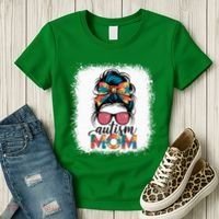 Autism Awareness Messy Bun Autism Mom Coquette Bow Puzzle Women's T-Shirt thumb 3