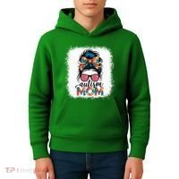 Autism Awareness Messy Bun Autism Mom Coquette Bow Puzzle Kids Hoodie thumb 4
