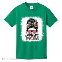 Autism Awareness Messy Bun Autism Mom Coquette Bow Puzzle Kids T-Shirt thumb 0