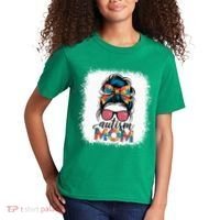 Autism Awareness Messy Bun Autism Mom Coquette Bow Puzzle Kids T-Shirt thumb 2