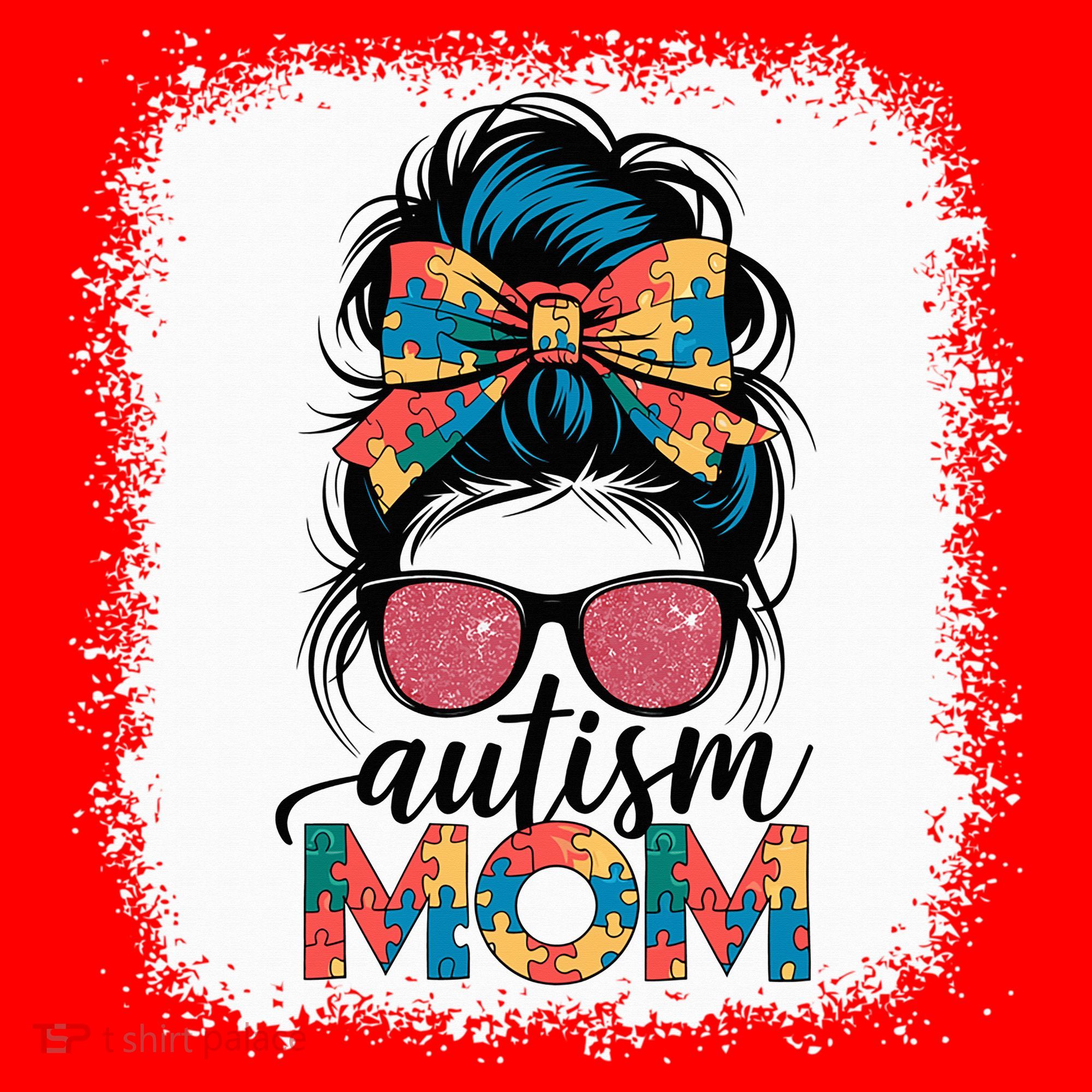 Autism Awareness Messy Bun Autism Mom Coquette Bow Puzzle Santa Hat
