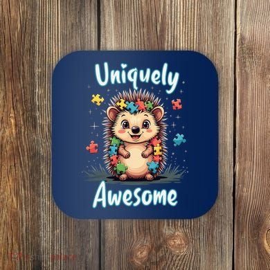 Autism Awareness Month Hedgehog Acceptance Neurodiversity Coaster