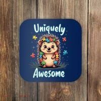 Autism Awareness Month Hedgehog Acceptance Neurodiversity Coaster thumb 0