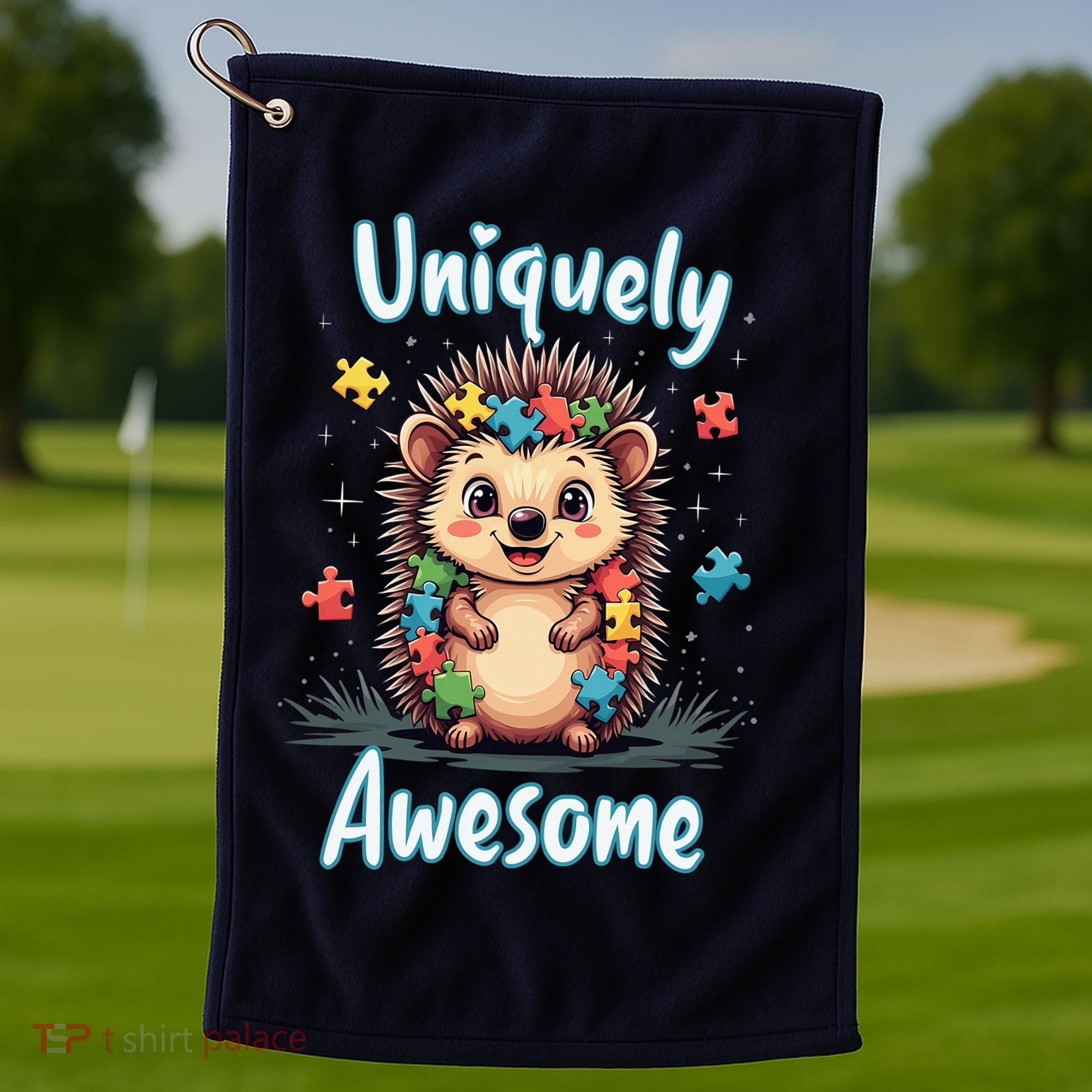 Autism Awareness Month Hedgehog Acceptance Neurodiversity Golf Towel