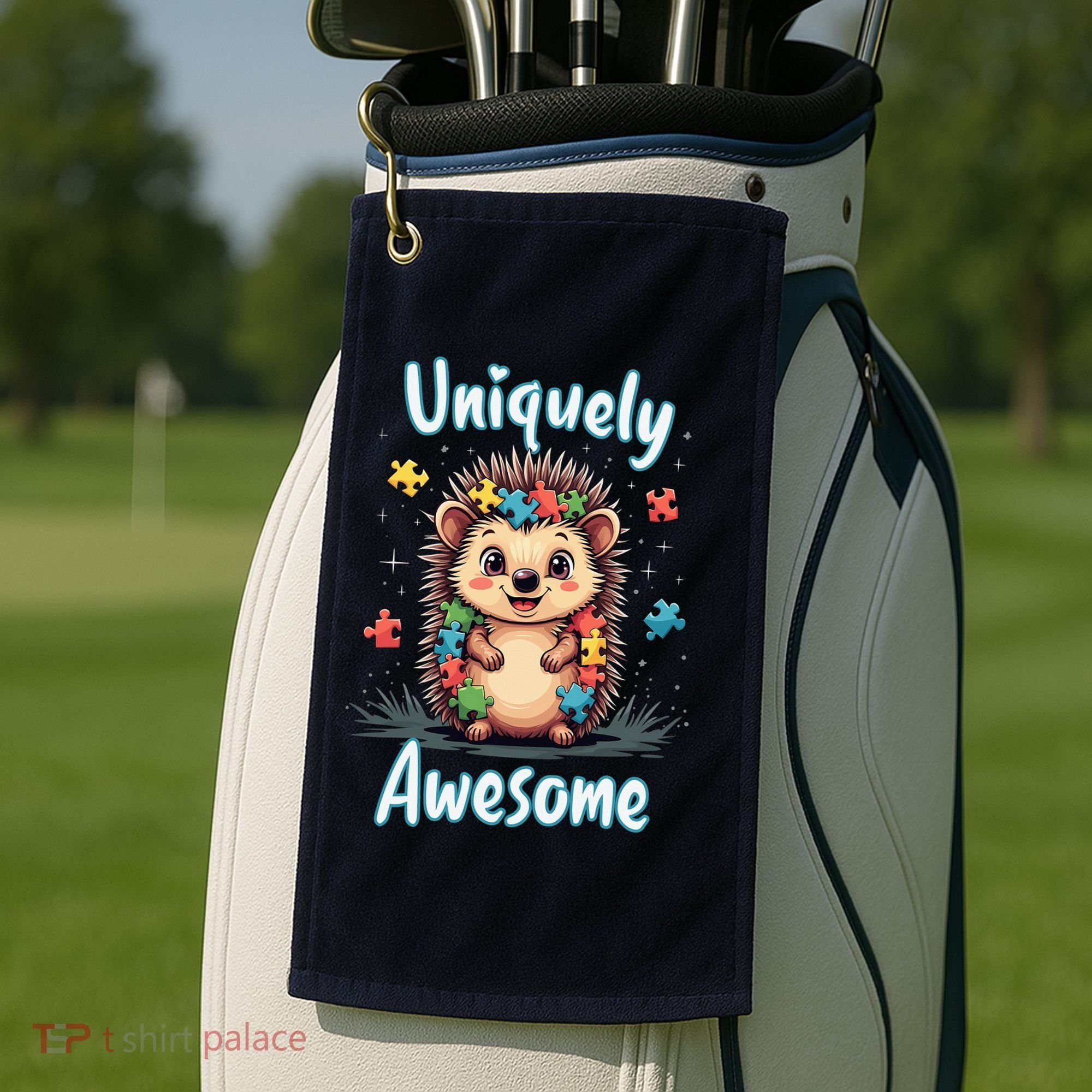 Autism Awareness Month Hedgehog Acceptance Neurodiversity Golf Towel