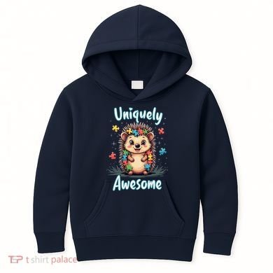 Autism Awareness Month Hedgehog Acceptance Neurodiversity Kids Hoodie