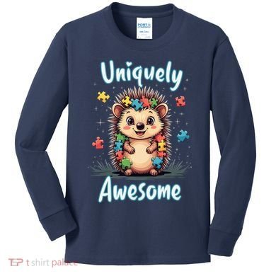 Autism Awareness Month Hedgehog Acceptance Neurodiversity Kids Long Sleeve Shirt