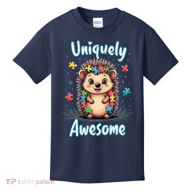 Autism Awareness Month Hedgehog Acceptance Neurodiversity Kids T-Shirt