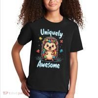 Autism Awareness Month Hedgehog Acceptance Neurodiversity Kids T-Shirt thumb 2