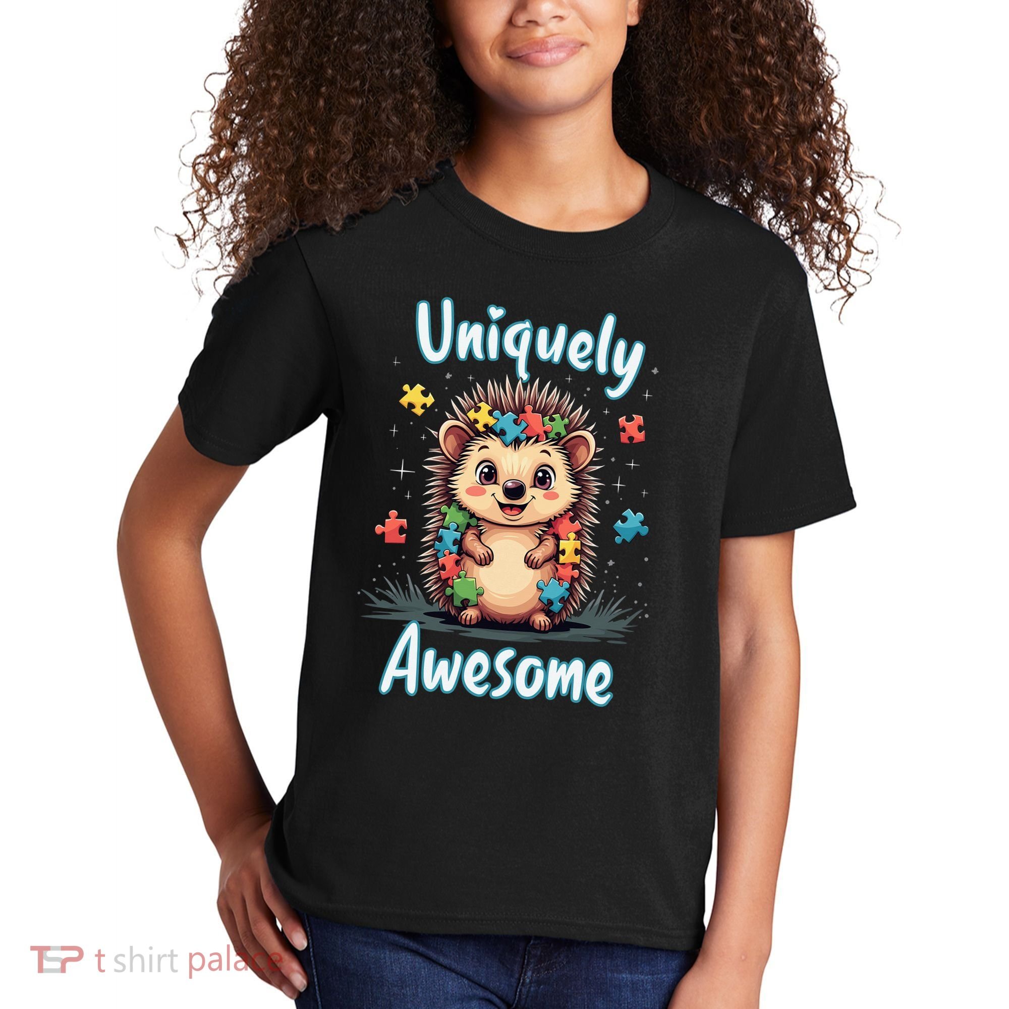 Autism Awareness Month Hedgehog Acceptance Neurodiversity Kids T-Shirt