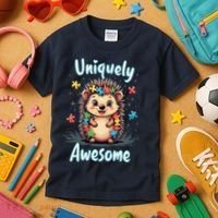 Autism Awareness Month Hedgehog Acceptance Neurodiversity Kids T-Shirt thumb 3