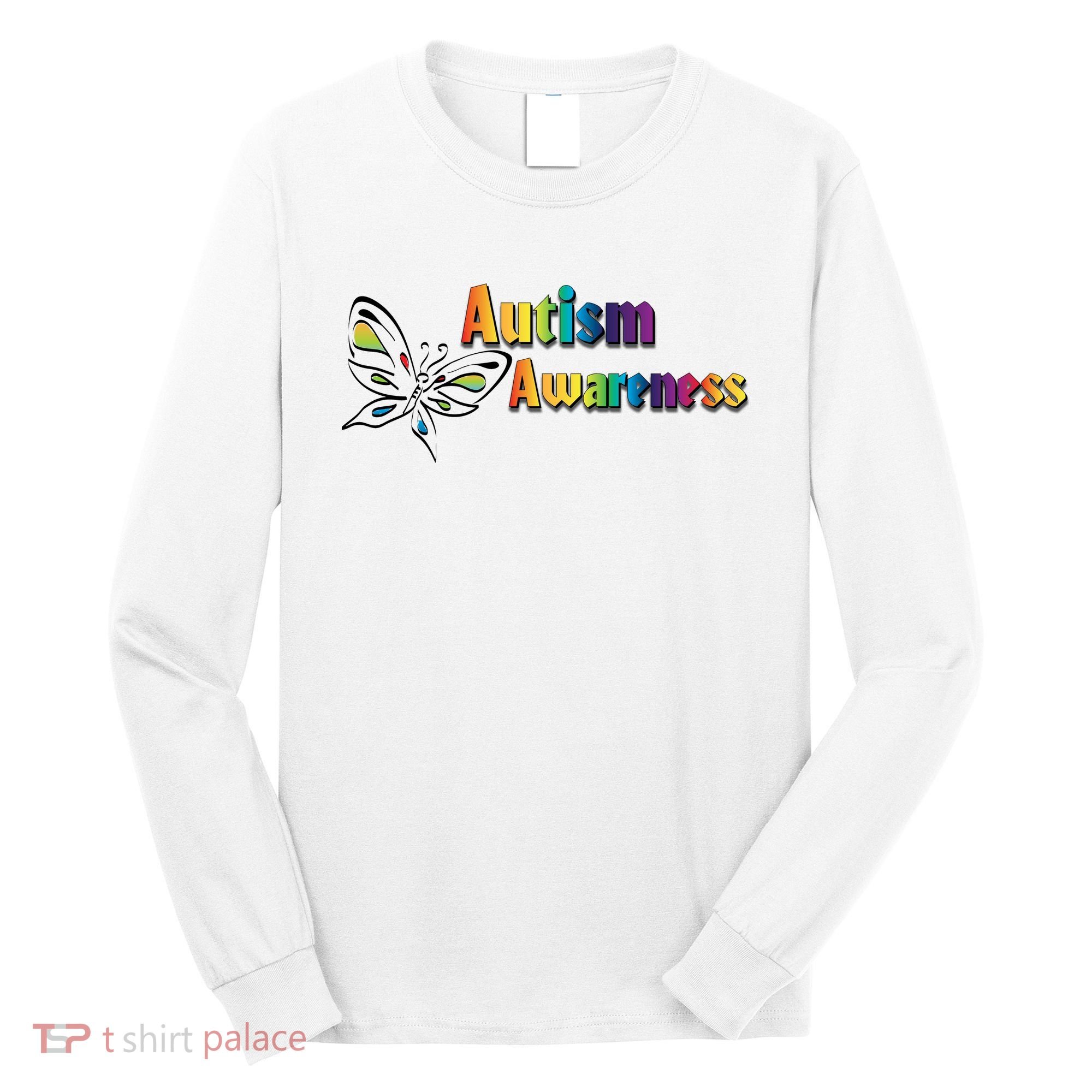 Autism Awareness Month Minimalist Butterfly Long Sleeve Shirt
