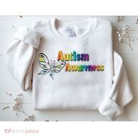 Autism Awareness Month Minimalist Butterfly Sweatshirt thumb 2