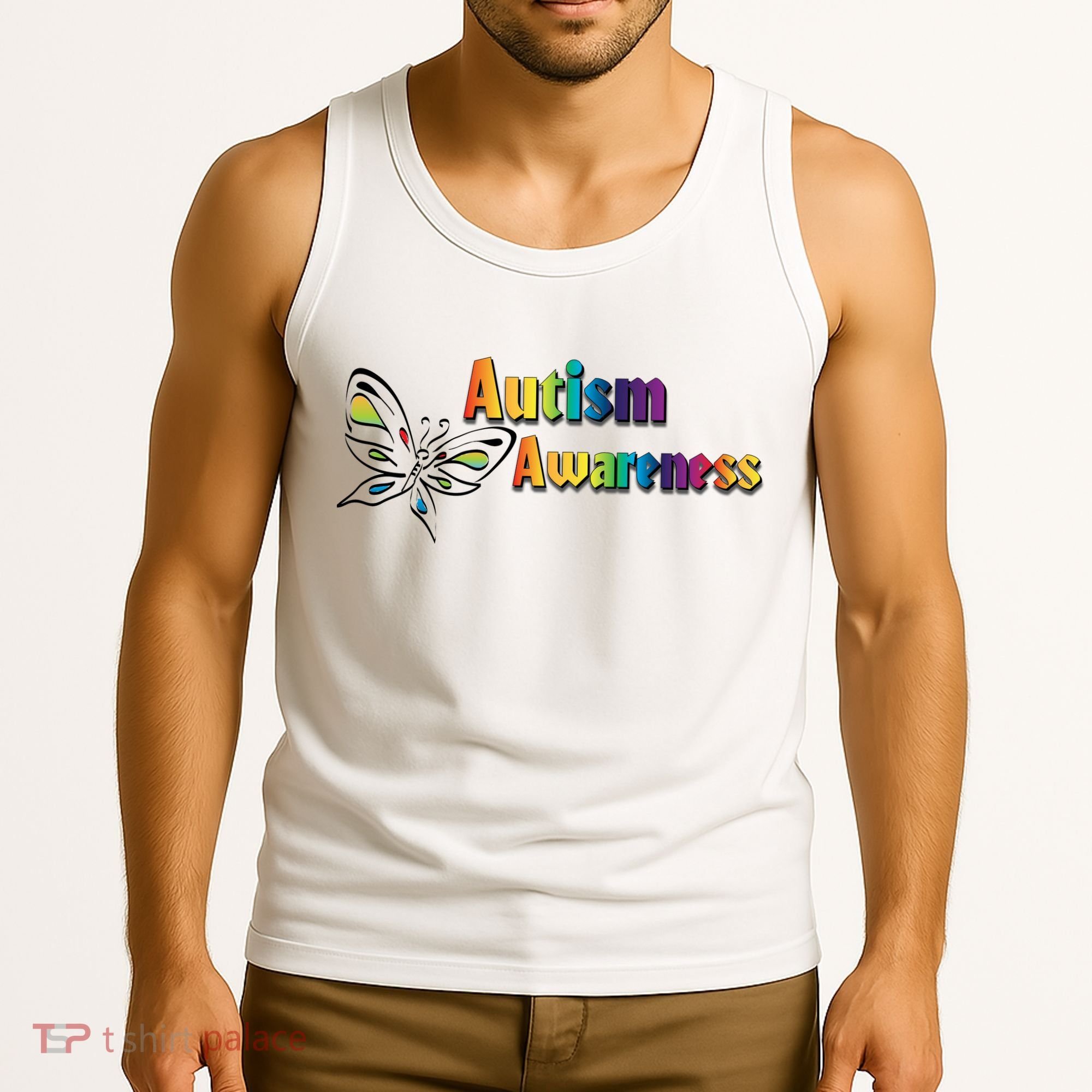 Autism Awareness Month Minimalist Butterfly Tank Top