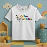 Autism Awareness Month Minimalist Butterfly Toddler T-Shirt thumb 3