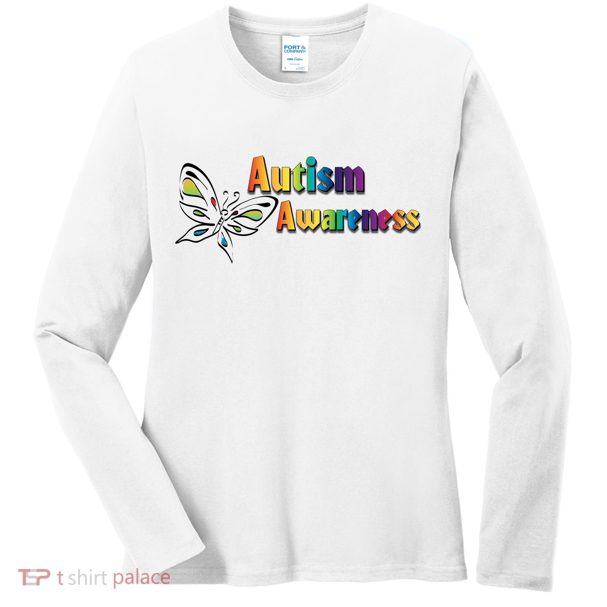 Autism Awareness Month Minimalist Butterfly Women's Long Sleeve Shirt