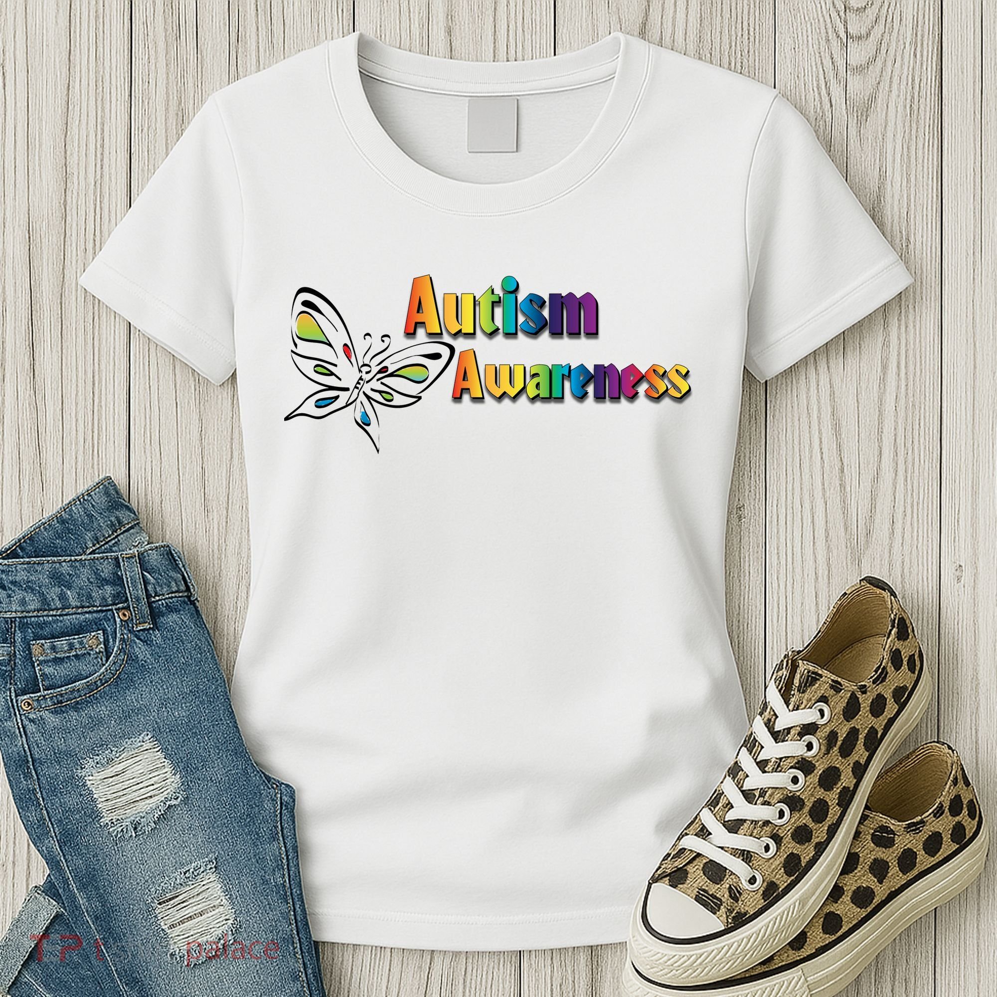 Autism Awareness Month Minimalist Butterfly Women's T-Shirt