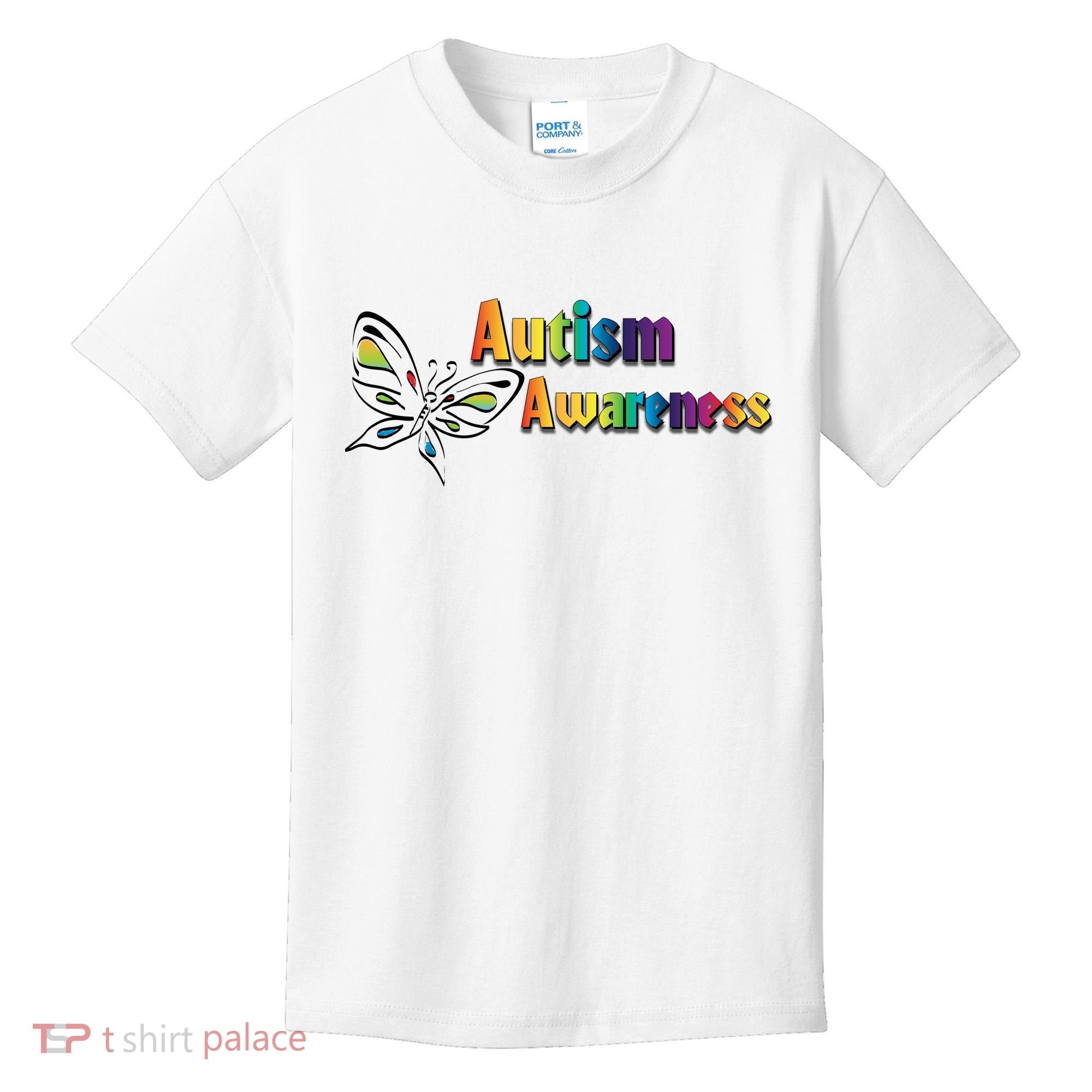 Autism Awareness Month Minimalist Butterfly Kids T-Shirt