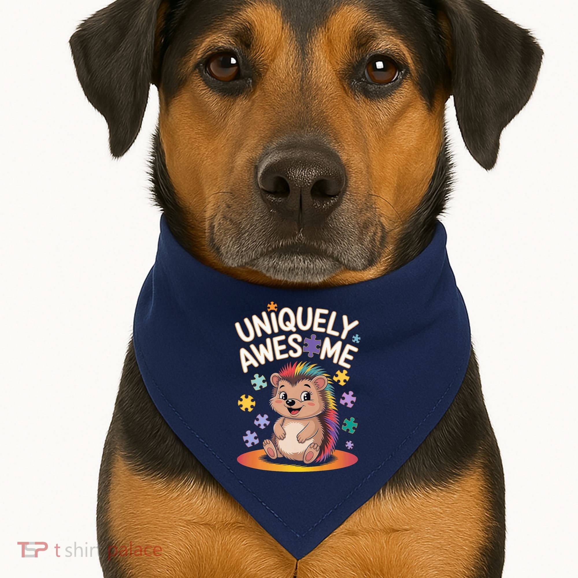 Autism Awareness Month Hedgehog Acceptance Neurodiversity USA-Made Doggie Bandana