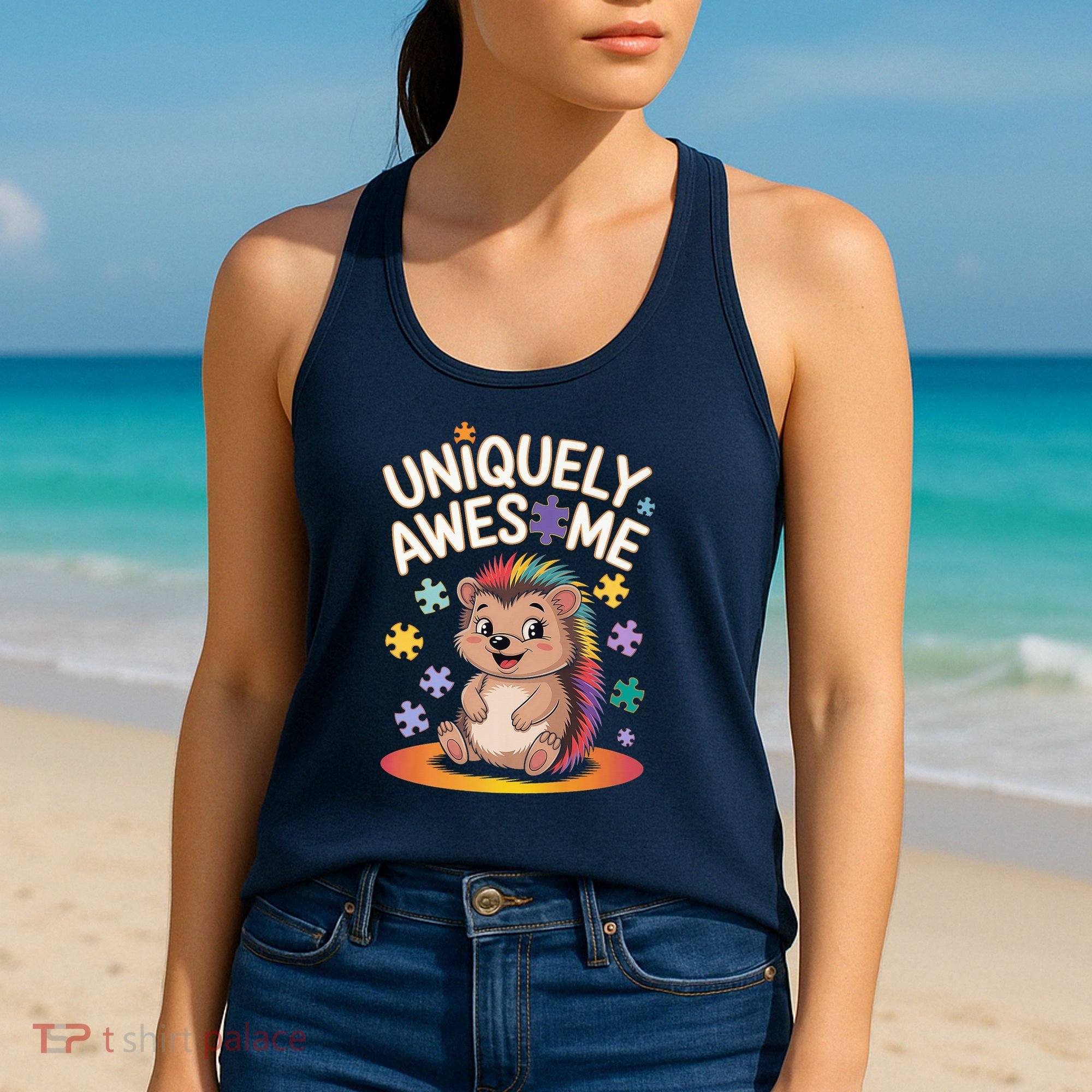 Autism Awareness Month Hedgehog Acceptance Neurodiversity Women's Tank Top